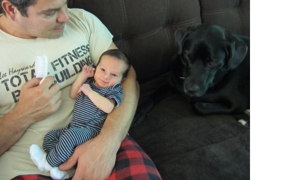 Daddy, Harvey, and Sally the dog.