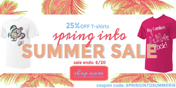 spring into summer sale 25% off T-shirts