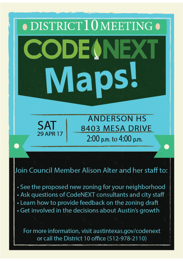 CodeNEXT Maps Meeting Flyer