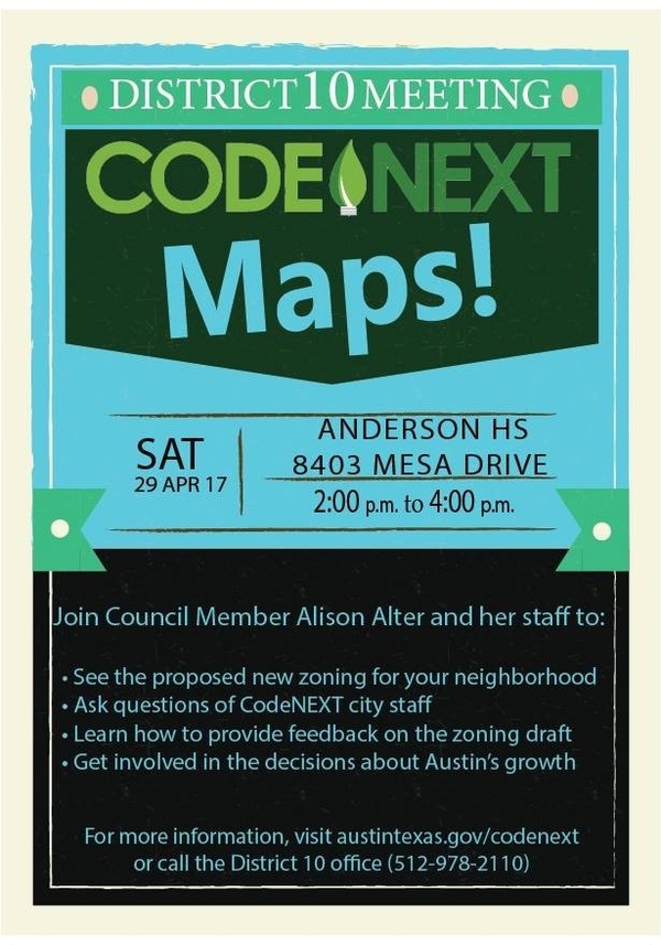 District 10 CodeNEXT Map Meeting Flyer