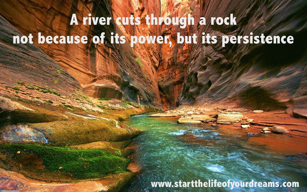 A river cuts through a rock, ...