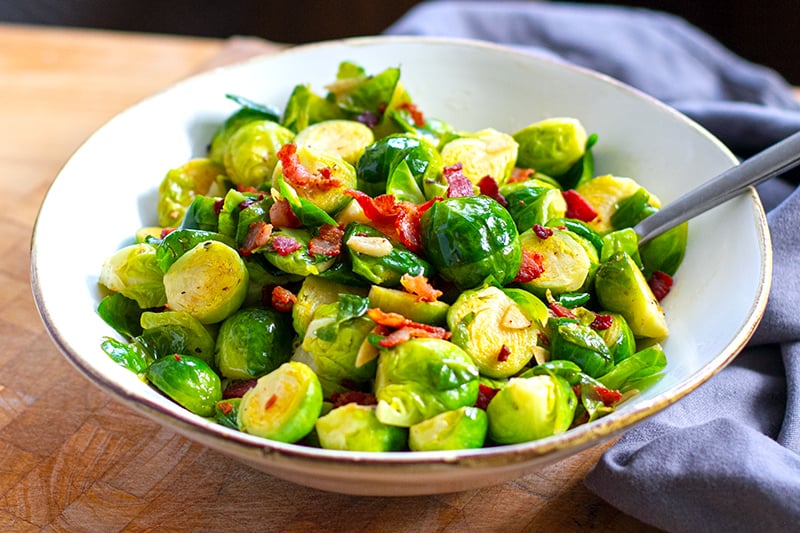 INSTANT POT BRUSSELS SPROUTS WITH BACON & GARLIC