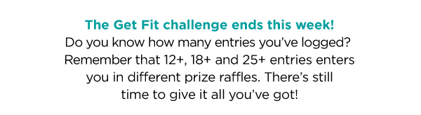 The Get Fit Challenge ends this week! Do you know how many entries you've logged?