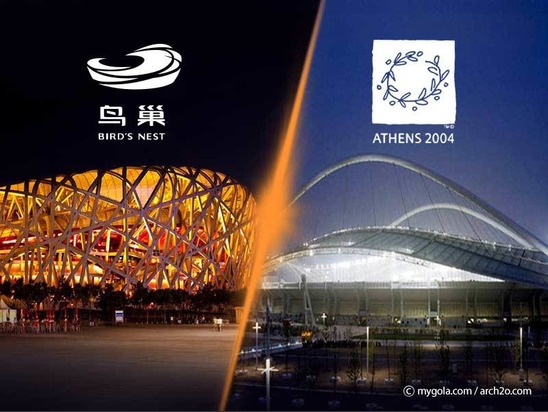 Two iconic sports venues from China and Greece